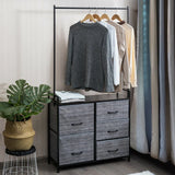 Fabric Drawer Dresser with Clothes Rack