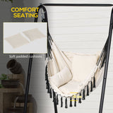 Outsunny Hammock Chair with Stand, Hammock Swing Chair with Cushion, Cream White