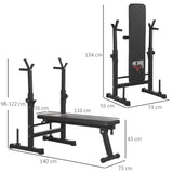 HOMCOM Adjustable Weight Bench, Foldable Bench, with Barbell Rack, Black