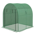 Outsunny Polytunnel Greenhouse Walk-in Grow House with UV-resistant PE Cover, Doors and Mesh Windows, 1.8 x 1.8 x 2m, Green