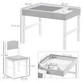 HOMCOM Kids Table and Chair Set, with Storage Space - Grey