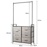 Fabric Drawer Dresser with Clothes Rack