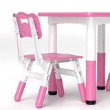 AIYAPLAY Height Adjustable Toddler Table and Chair Set, 3-Piece Children Activity Table w/ 2 Chairs for Playroom, Bedroom - Pink