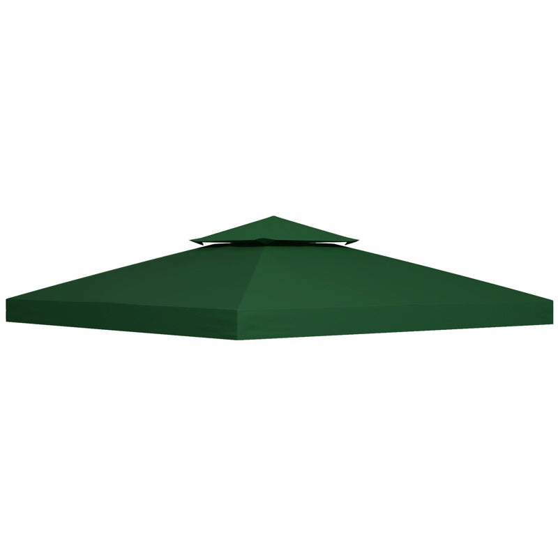 Outsunny 3(m) Gazebo Top Cover Double Tier Canopy Replacement Pavilion Roof Dark Green