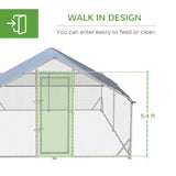 PawHut Walk-In Chicken Run, Hen House, with Roof, for Ducks, Chickens, Rabbits