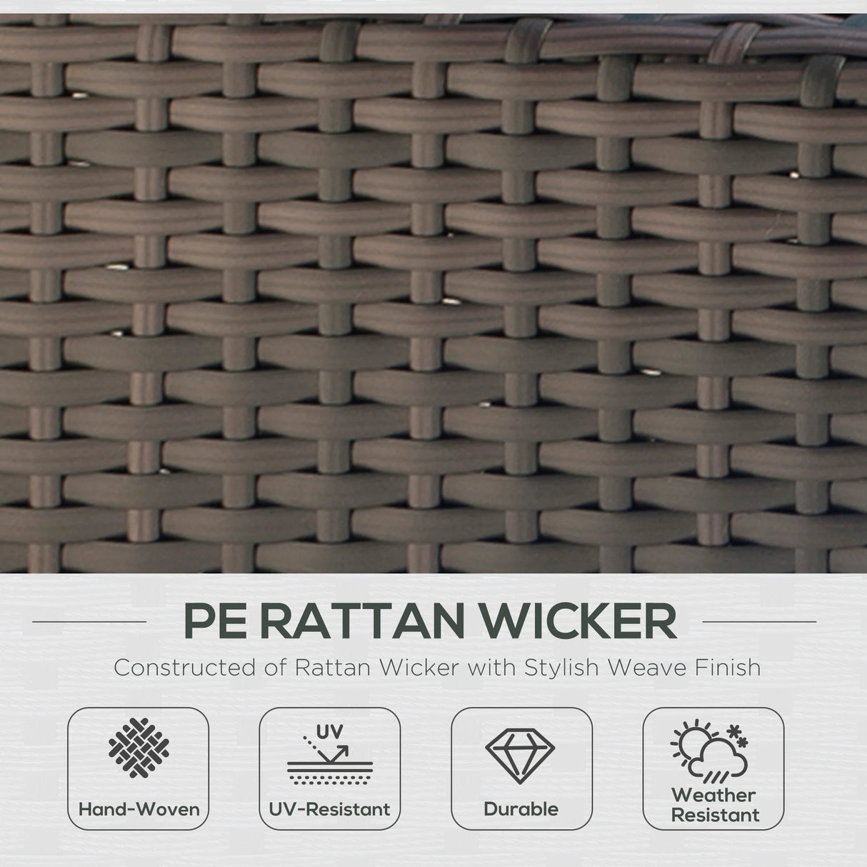 Outsunny Rattan Sofa, 2 Seater Garden Furniture with Soft Padded Cushion and Armrests, Wicker Garden Loveseat for Patio, Mixed Brown