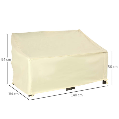 Outsunny 600D Oxford Cloth Furniture Cover, 2 Seater Sofa Protector for Garden Patio, Outdoor, Waterproof, Beige, 140L x 84W x 56/94H cm