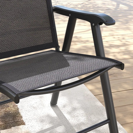 Outsunny Set of Four Folding Garden Chairs - Charcoal Grey