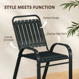 Outsunny 3 Pieces Patio Bistro Set with Stackable Chairs, Tempered Glass Table, for Outdoor, Balcony, Patio, Garden Charcoal Grey