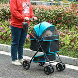 PawHut Dog Pram Dog Stroller Pet Pushchair Foldable with Brake, Cupholder, Safety Leash, for Miniature Dogs