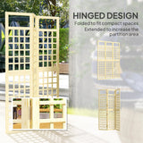 Outsunny 3-Panel Garden Privacy Screen, Freestanding Foldable Wooden Outdoor Divider/Trellis, Decorative Privacy Screen for Garden Patio, 120 x 170 cm, Natural Wood Finish