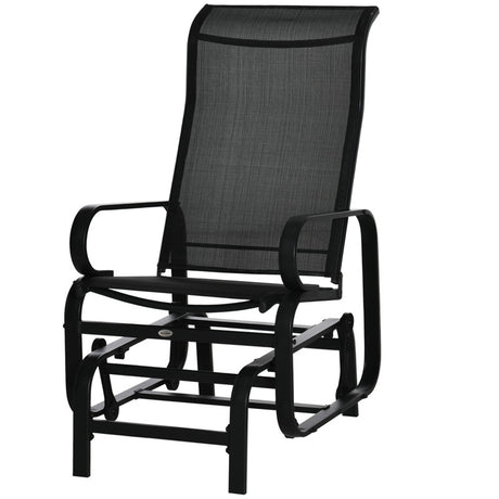 Outsunny Outdoor Gliding Rocking Chair with Sturdy Metal Frame Garden Comfortable Swing Chair, Black