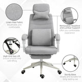 Vinsetto Office Chair, Ergonomic Desk Chair, High Back Fabric Work Chair with 160 Reclining Backrest, Retractable Footrest, Neck and Lumbar Pillow for Home and Study, Grey