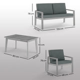 Outsunny 4-Piece Wooden Garden Furniture Set with Cushions - Light Grey