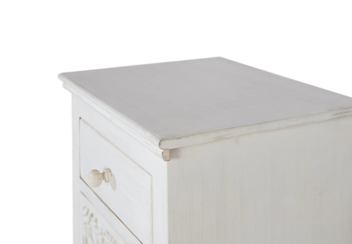 Giner and Colomer  Two-Drawer Bedside Table In Mango Wood With Hand-Carved Accents