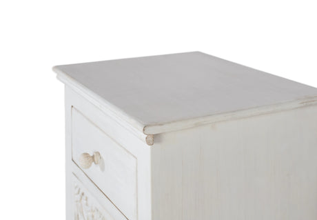 Giner and Colomer  Two-Drawer Bedside Table In Mango Wood With Hand-Carved Accents