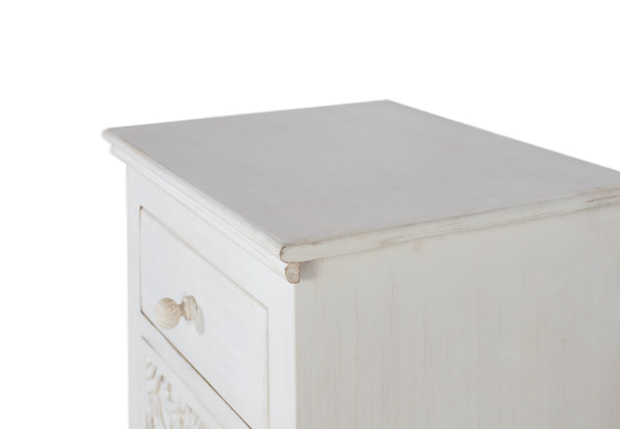 Giner and Colomer – Two-Drawer Bedside Table In Mango Wood With Hand-Carved Accents