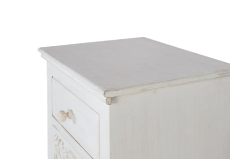 Giner and Colomer – Two-Drawer Bedside Table In Mango Wood With Hand-Carved Accents