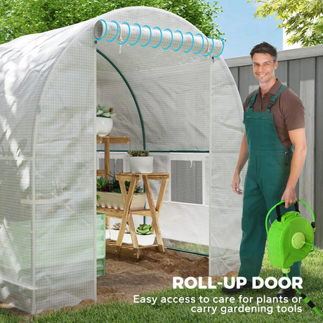 Outsunny 245 x 200cm Polytunnel Greenhouse - White