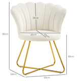 HOMCOM Velvet-Feel Lotus Petal Accent Chair - Cream