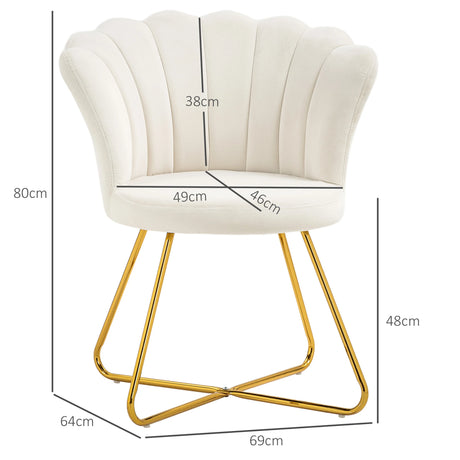 HOMCOM Velvet-Feel Lotus Petal Accent Chair - Cream