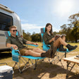 Outsunny Set of 2 Reclining Folding Camping Chair w/ Detachable Footrest, Storage Bag, Cup Holder & Headrest, Blue and Grey