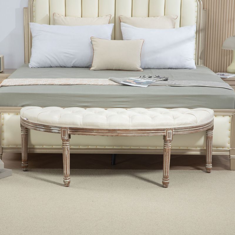 HOMCOM Half Circle Padded Bed End Bench - Cream White