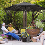Outsunny 2.6 m Garden Parasol Umbrella with Aluminium Pole, Outdoor Patio Umbrella with Tilt and Crank, Vent, Black