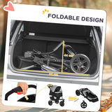 PawHut Dog Stroller Pram, 3-Wheel Foldable Pet Stroller with Invisible Sky Roof, for Small Dogs & Cats, Red