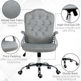 Vinsetto Velvet-Feel Work Chair, with Diamante Back - Grey