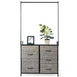 Fabric Drawer Dresser with Clothes Rack