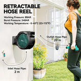 Outsunny Retractable Hose Reel Wall Mounted, 20+2m Garden Hose Pipe Reel with Lock, Auto Rewind, 7 in 1 Spray Nozzle, Includes Wall Fixings, 180 Swivel, Outdoor Watering, 54 x 20 x 39 cm, Black
