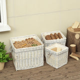 Outsunny Set of 3 Log Baskets for Wood Burner Indoor, Round Storage Basket with Lining and Rope Handles for Fireside Storage, Blankets, Beige