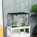 PawHut Glass Reptile Terrarium Insect Breeding Tank Vivarium Habitats with Thermometer for Lizards, Horned Frogs, Snakes, Spiders - Large 50 x 30 x 35cm
