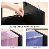 HOMCOM 2 Drawer Filing Cabinet with Lock, Office Storage Cabinet with Adjustable Hanging Bars for A4 Letter Size Files, Black