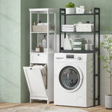 HOMCOM Tall Bathroom Cabinet, with Laundry Basket - White