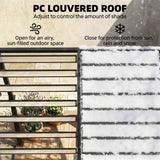 Outsunny 3 x 3 m Louvered Pergola with PC Roof, Aluminium Patio Gazebo Pergola Canopy with Drainage Gutters, Handle, Coffee