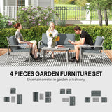 Outsunny 4-Piece Wooden Garden Furniture Set with Cushions - Light Grey