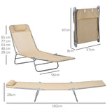 Outsunny Set of Two Steel Frame Sun Loungers, with Reclining Backs - Brown