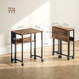 HOMCOM 63 cm Drop Leaf Writing Work Desk - Rustic Brown