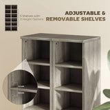 HOMCOM Set of 2 CD Media Display Shelf Unit Tower Rack with Adjustable Shelves, Distressed Grey