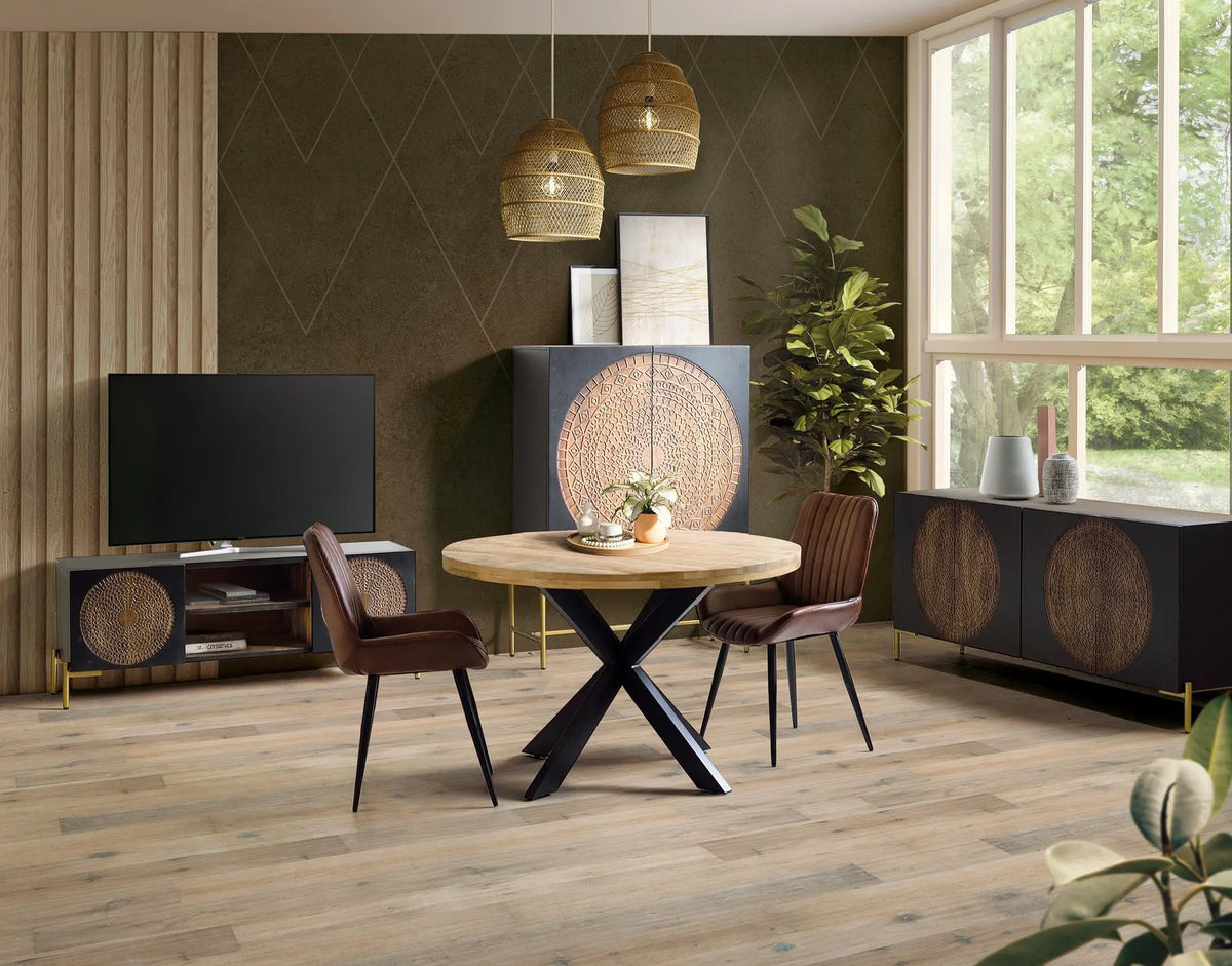 Giner and Colomer - Mango Wood Dining Table With Metal Legs