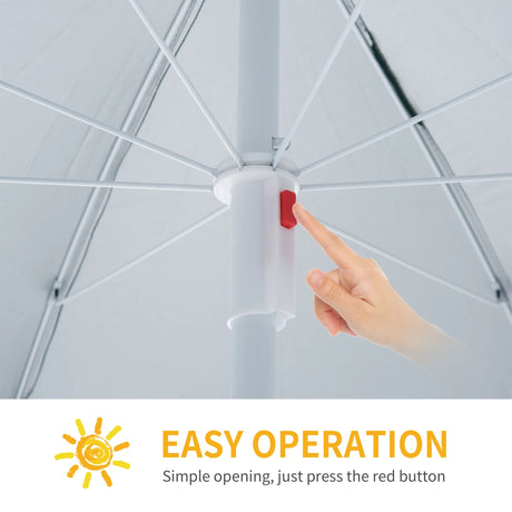Outsunny 88" Arc 2.2M Fishing Umbrella Beach Parasol with Sides Brolly Shelter Canopy Shade with FREE Carry Bag Off-White