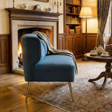 HOMCOM 2 Seater Sofa, Linen-look Fabric Small Sofa with Wing Back, Thick Seat, Metal Legs, Dark Blue