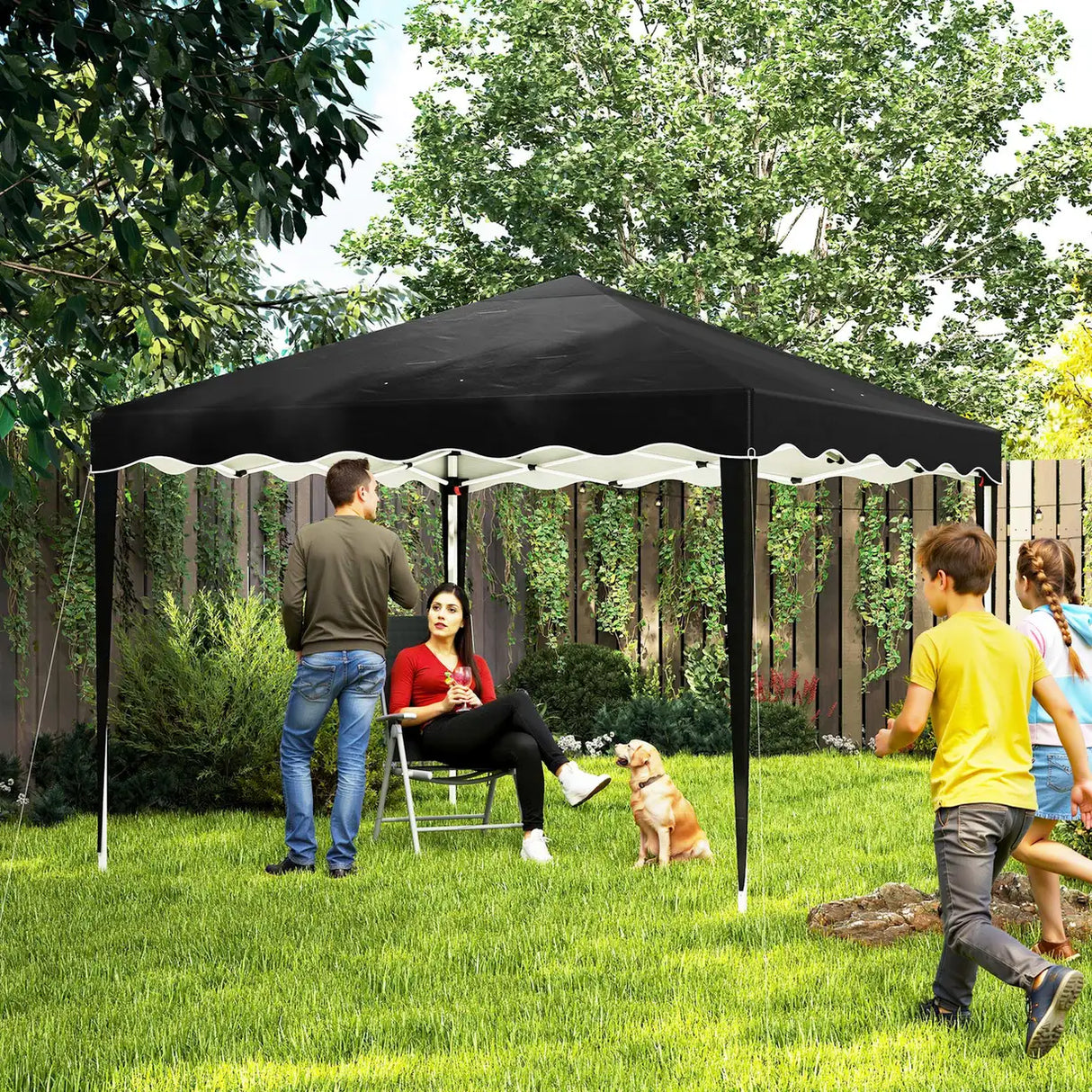 Outsunny 3 x 3cm Adjustable Height Pop-Up Gazebo, with Bag - Black