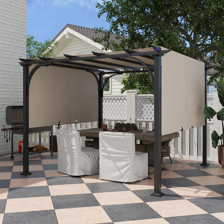 Outsunny 3 x 3(m) Outdoor Pergola, Garden Pergola Gazebo with Adjustable Canopy, Beige