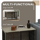 PawHut Dog Crate Furniture End Table w/ Plush Washable Cushion, Lockable Door, for Large Dogs