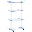 HOMCOM Foldable Clothes Drying Rack, 4-Tier Steel Garment Laundry Rack with Castors for Indoor and Outdoor Use, Blue