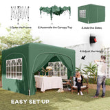 Outsunny 3 x 3m Pop-Up Gazebo Shelter, with Accessories - Dark Green