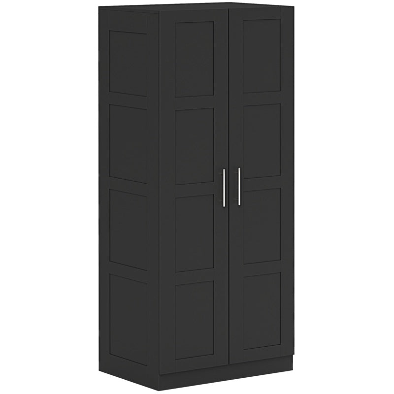 HOMCOM Double Paneled Door Wardrobe, with Shelves - Black